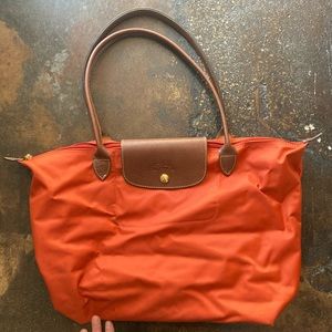 Longchamp Le Pilage orange tote bag